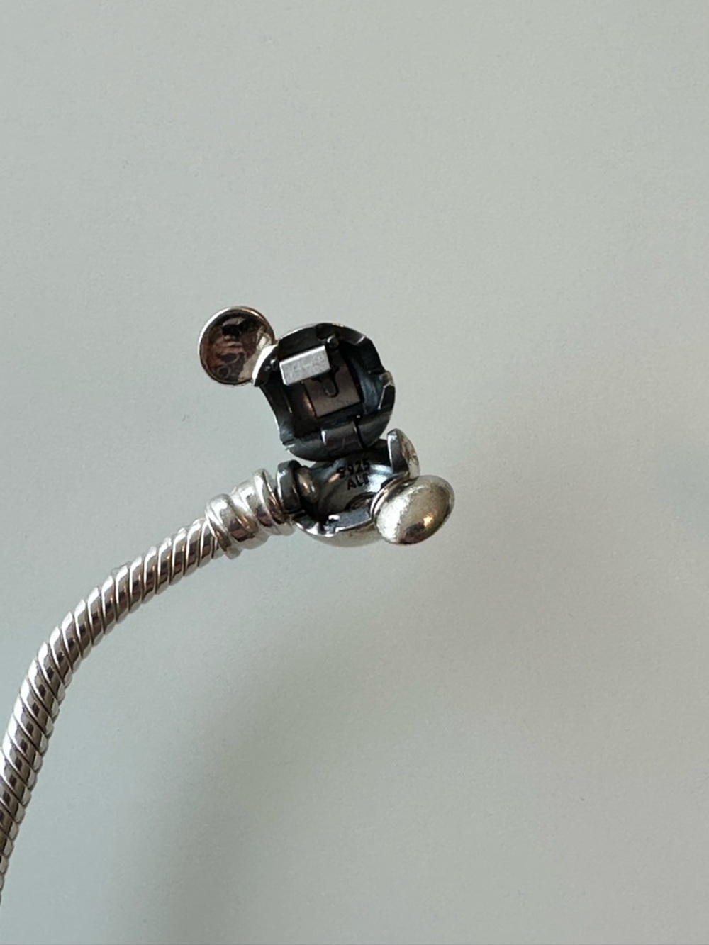 Pandora Mickey Head Charm Snake Chain Bracelet - Picture 4 of 6